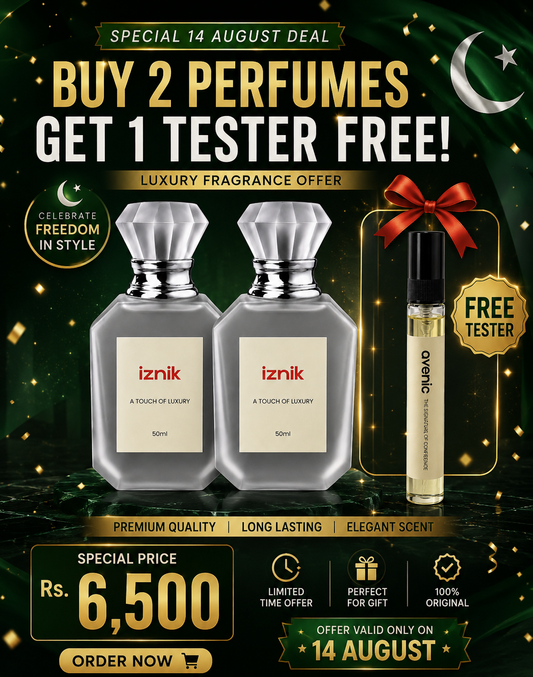 Title: Buy 2 Perfumes Get 1 Tester Free 🇵🇰 | 14 August Special Deal Rs. 6,500