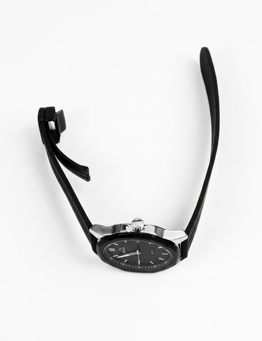 Analog Watch Silver & Black Case