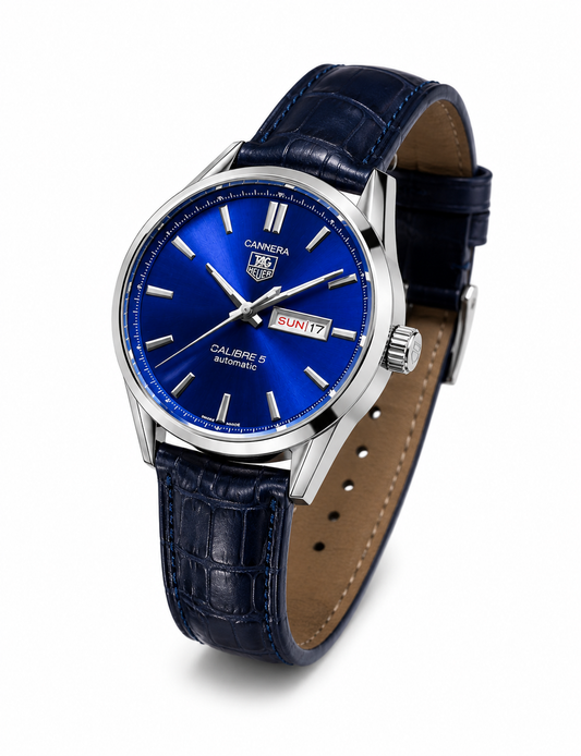 Title  Blue Dial Automatic Style Leather Strap Men's Watch – Premium Classic Collection